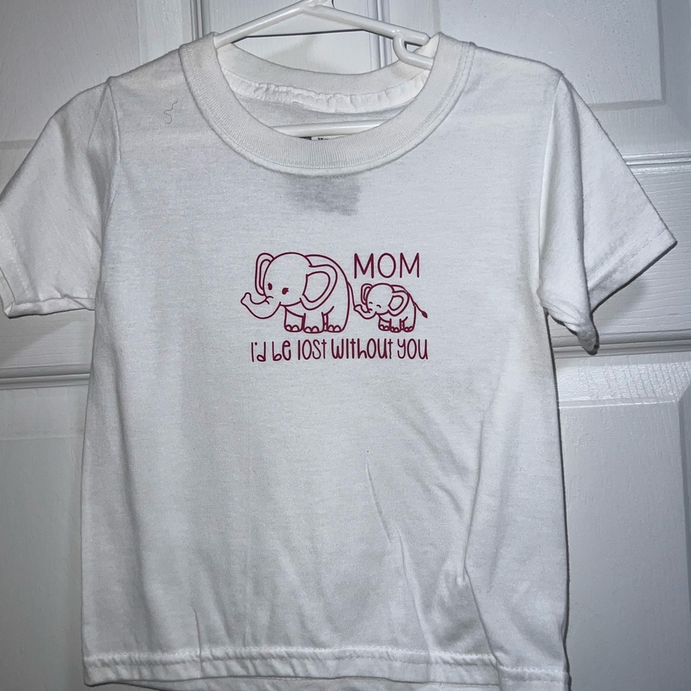 Kids White Cotton Blend T Shirt Mom Elephants I'd Be Lost Without You Size 2T 3T